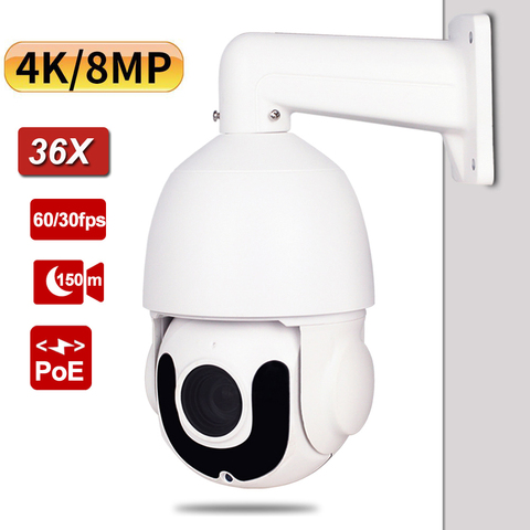 Mini caméra de surveillance dôme PTZ HD 8MP/4K, dispositif de sécurité sans fil, étanche IP66, avec Zoom optique 36X, codec H.265, système infrarouge (120M), port SD et port SD ► Photo 1/6