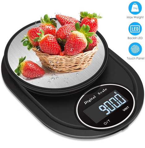 Balance de cuisine numérique 11lb/5kg 0.1g, balance de régime alimentaire de précision pour la cuisson, outils de mesure multifonctionnels en acier inoxydable ► Photo 1/6