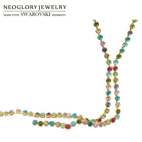 Neoglory-strass autrichiennes colorées, collier à chaîne longue, perles rondes, breloques, robe de soirée tendance, cadeau classique d'été ► Photo 1/6