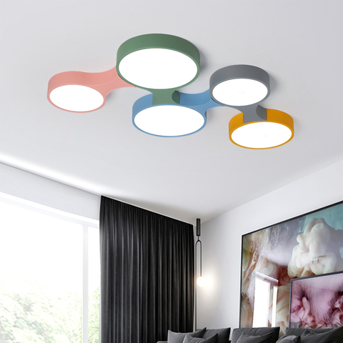 Luminaire Plafonnier de Moderne LED Coloré de Dimmable avec Télécommande Lampe de Plafond Scandinave Ronde avec Abat-Jour de Acrylique pour Filles Enfants Adulte Bebe Adolescent Chambre Salon Cuisine Bureau ► Photo 1/6