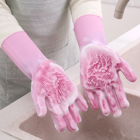 Magique vaisselle Silicone gants protéger la saleté des mains propre brosses outil de nettoyage accessoires de cuisine laver fruits légumes Gadgets ► Photo 1/6