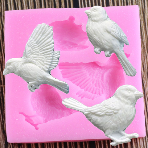 Oiseaux Silicone moule Fondant moules bricolage gâteau décoration outils bonbons chocolat Gumpaste moule Cupcake cuisson résine argile savon moule ► Photo 1/6