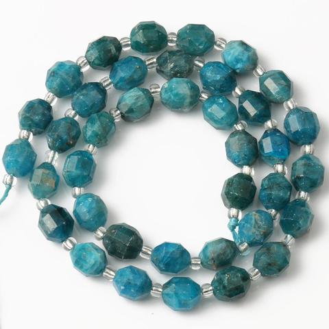 AAA – perles en Apatite bleue naturelle à facettes, rondes, amples, pour la fabrication de bijoux, Bracelets, collier, 15 pouces ► Photo 1/6
