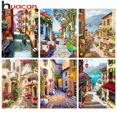 Huacan 5D diamant peinture rue pleine carré et rond diamant broderie mosaïque paysage décorations pour la maison ► Photo 1/6