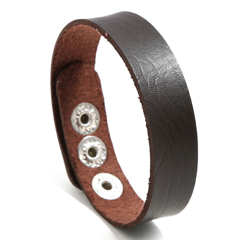 Ventes directes d'usine! Bracelets en cuir marron pour hommes et femmes, de couleur noire et brune ► Photo 1/6