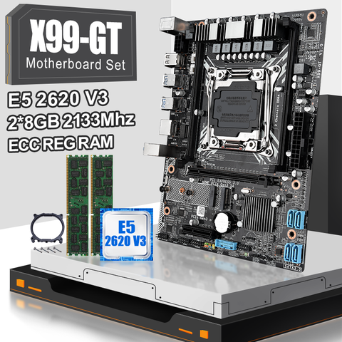 JINGSHA-carte mère X99GT lga 2011-V3, carte mère avec XEON E5 2620V3 et 2x8 go DDR4 2133MHZ REG RAM ECC, prise en charge PCIE 16X USB 3.0 ► Photo 1/6