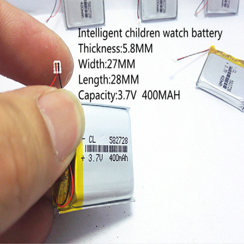 Batterie Li-ion li-polymère Rechargeable 582728 3.7V 400mAh pour Q50 G700S K92 G36 Y3 montres intelligentes pour enfants mp3 582828 602828 ► Photo 1/5