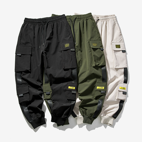 Nouveaux pantalons Cargo pour hommes pantalons de Jogging de mode hommes noir sarouel décontracté pantalon masculin poches multiples Hip Hop pantalons de Streetwear ► Photo 1/6