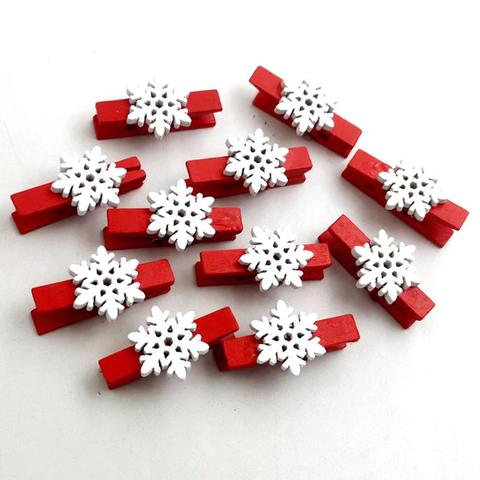 25 pièces en bois Note photos Clips flocon de neige Elk Peg pince à linge bricolage fournitures de fête décorations de noël pour la maison de mariage anniversaire ► Photo 1/6