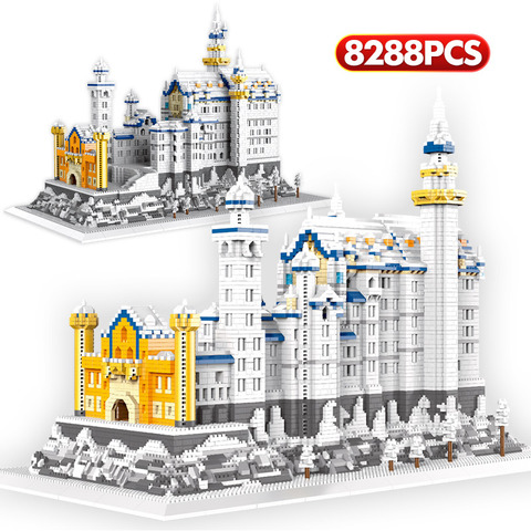 8288 pièces diamant neige cygne château Architecture blocs de construction Micro briques ensembles jouets éducatifs pour enfants cadeaux de noël ► Photo 1/6