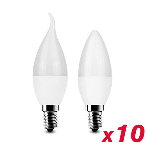 10 pièces/lot E14 LED bougie ampoule ca 220V led lumière lustre lampe bougie ampoules 3W lampes décoration lumière chaude/blanche économie d'énergie ► Photo 1/6