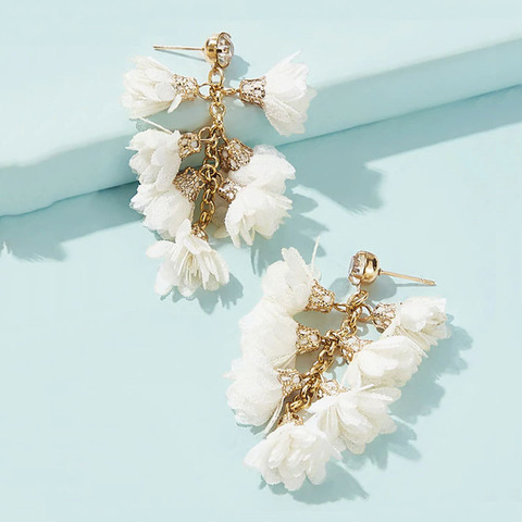 Bohème Boho Longue Coréenne Fleur Boucles D'oreilles pour Femmes Mode Bijoux Pendientes Mujer Moda 2022 Goutte Dangle Or Boucles D'oreilles Brincos ► Photo 1/6