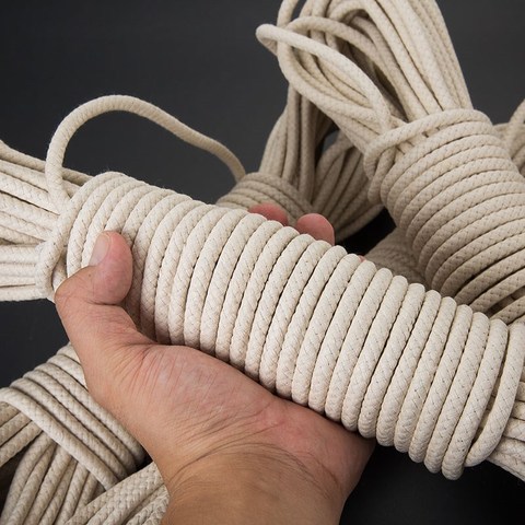 Corde en coton ciré tressé à chaud, épaisseur 4/5/6/8mm, fort élastique, poulie, ligne de vêtements, bondage, livraison gratuite 25m ► Photo 1/5