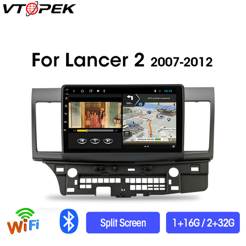 Vtopek – autoradio Android, Navigation GPS, 4G + WiFi, 2 din, lecteur multimédia, sans CANBUS, unité centrale pour voiture Mitsubishi Lancer (2007 – 2012) ► Photo 1/6