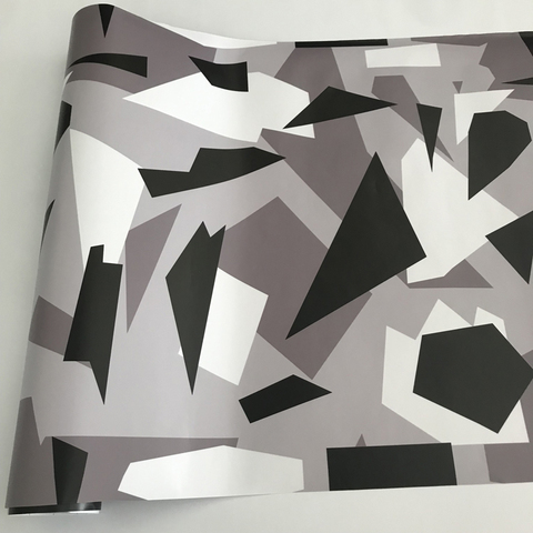 Noir blanc gris arctique Camouflage vinyle voiture enveloppes adhésif PVC véhicule capot toit moto Scooter autocollant feuille rouleaux ► Photo 1/6