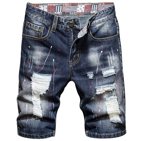 Jean court déchiré pour hommes, Bermuda en coton, Short en Denim respirant, nouvelle mode, taille 28-40, 2022 ► Photo 1/4