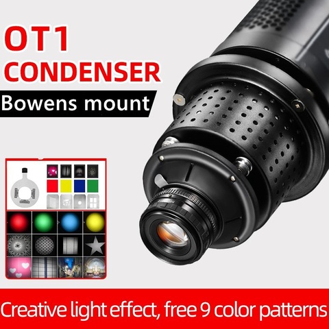 OT1 Bowens Mount – Condenseur optique conique pour les photos artistiques, effets spéciaux en forme de faisceau lumineux, cylindre avec objectif, couleur gel ► Photo 1/6