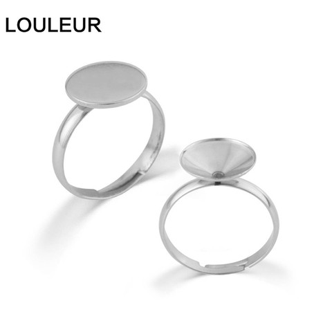 10 pièces/lot en acier inoxydable réglable anneau blanc Base Cabochons camée réglage pour bricolage anneau bijoux résultats faisant des accessoires ► Photo 1/6