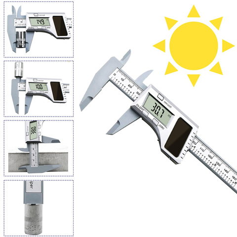 LCD numérique solaire pied à coulisse numérique Vernier puissance par énergie solaire micromètre outils de mesure Instruments de mesure de hauteur ► Photo 1/6