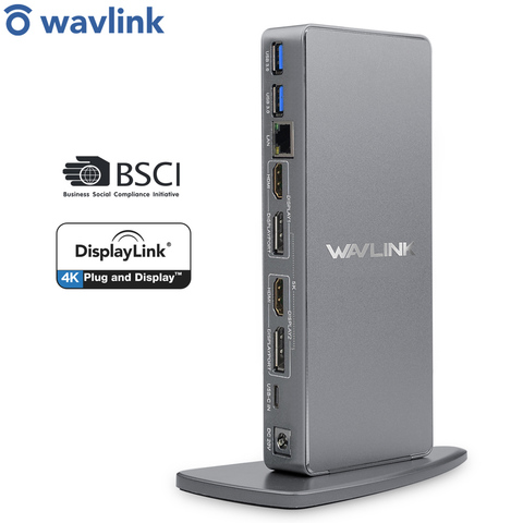 Station d'accueil universelle Wavlink USB3.0 pour ordinateur portable 5K double Station d'accueil vidéo 4K HDMI HD Gigabit Ethernet Type C USB 3.0 pour MAC ► Photo 1/6