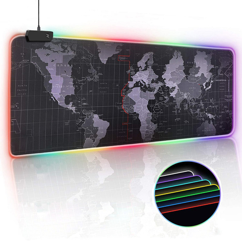 Tapis de souris rvb tapis de souris de jeu Gamer grand tapis de souris grand ordinateur tapis de souris Led rétro-éclairage XXL Surface tapis de souris clavier tapis de bureau ► Photo 1/6