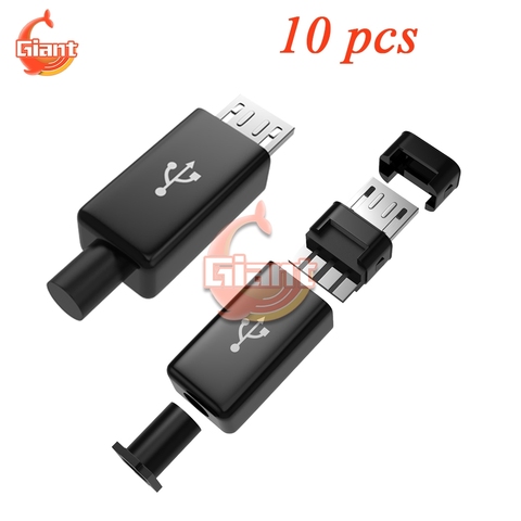 Connecteur Micro USB mâle à 4 broches, 10 pièces, câble de Date OTG ligne coque en plastique, prise de queue T, bornes de Micro convertisseur ► Photo 1/6