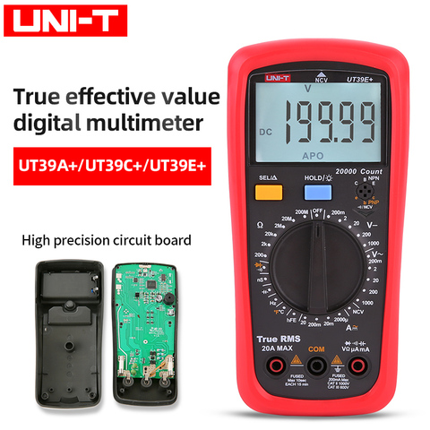Multimètre numérique portatif UNI-T UT39E + AC/DC 20A 1000V, plage automatique, vraie valeur RMS UT39A + UT39C + ► Photo 1/1