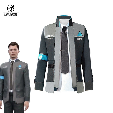 ROLECOS Game Detroit: devenir un Costume de Cosplay humain Connor Cosplay uniforme hommes veste chemise blanche cravate manteau RK800 Costume ensemble complet ► Photo 1/6