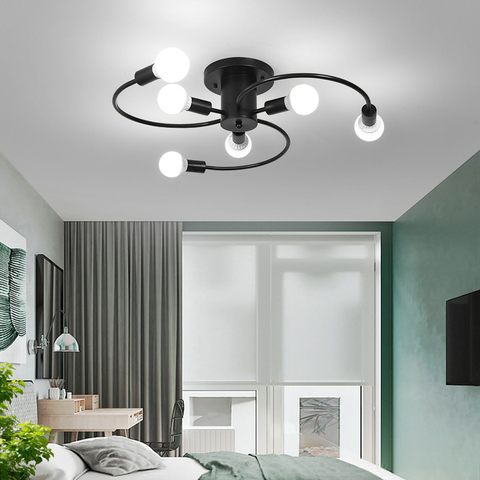 Plafonniers moderne LED Multiple E27 pied de lampe noir/blanc/or pour salon/chambre éclairage intérieur rétro ► Photo 1/5