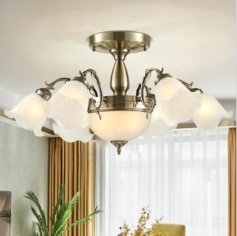 Plafonnier européen en fer forgé rétro simpliste, éclairage d'intérieur, luminaire de plafond, idéal pour un salon, une chambre à coucher, un restaurant ou un hôtel ► Photo 1/6