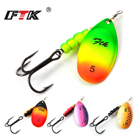 FTK-leurre de cuillère spinnerbait avec hameçon triple, leurre de pêche de qualité supérieure, 3.2g, 4.3g, 6.1g, 9.6g, 13.6g, 1 unité ► Photo 1/6