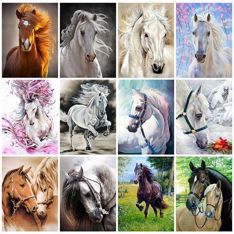 HUACAN 5d diamant peinture Animal plein forage carré diamant broderie cheval nouveauté décorations d'automne pour la maison ► Photo 1/6