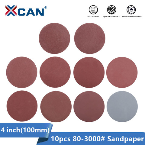 XCAN – disques de papier de ponçage de 100mm, 10 pièces, grain 80-3000, 4 pouces, outils abrasifs, tampon de polissage pour ponceuse Dremel ► Photo 1/6