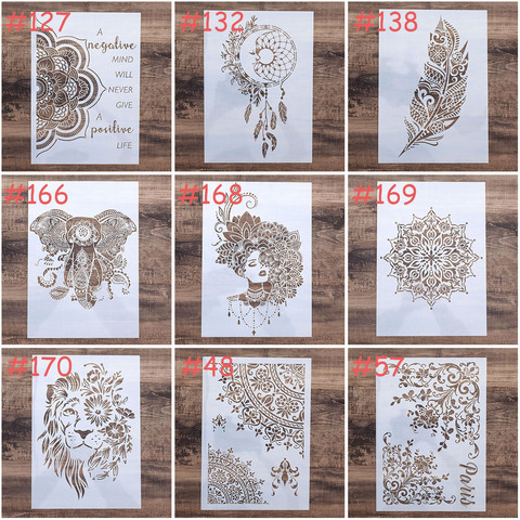 A4 taille bricolage artisanat Mandala henné pochoir pour peinture murale Scrapbooking estampage timbre Album décoratif gaufrage papier carte s ► Photo 1/4