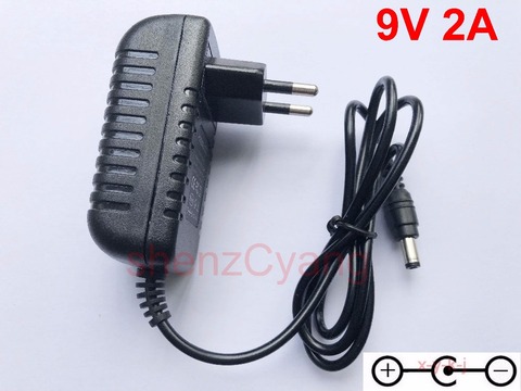 1 PCS de Haute qualité AC/DC 9 V 2A Alimentation à découpage adaptateur Inverse Polarité Négative À L'intérieur UE plug 5.5mm x 2.1mm-2.5mm ► Photo 1/1