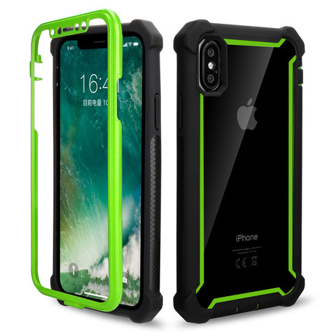 Coque de téléphone résistant aux chocs pour iPhone, étui souple en TPU et PC pour 11 Pro Max, X, XR, XS Max, SE 2022, 6, 6S, 7, 8 Plus, 5s ► Photo 1/6