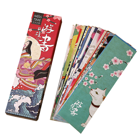 Marque-page en papier Vintage de Style japonais, mignon Kawaii, marque-livre pour enfants, matériaux de papeterie de lecture, école, 30 pièces/paquet ► Photo 1/5