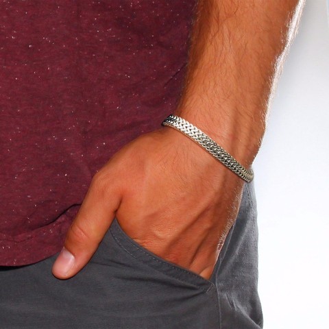 BRACELET élégant de chaîne de FOXTAIL de BALI d'acier inoxydable pour les hommes ► Photo 1/6