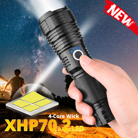 200000lm portable XHP70.2 lampe de poche LED torche étanche tactique 5 modes d'éclairage Zoom lampe intégrée utilisation 26650 batterie ► Photo 1/6