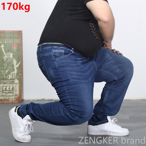 Jean surdimensionné 300 livres extra grand pantalon grands hommes 160kg mince printemps pantalon été 8XL 60 grand Szie 10XL pour hommes bleu jean ► Photo 1/2