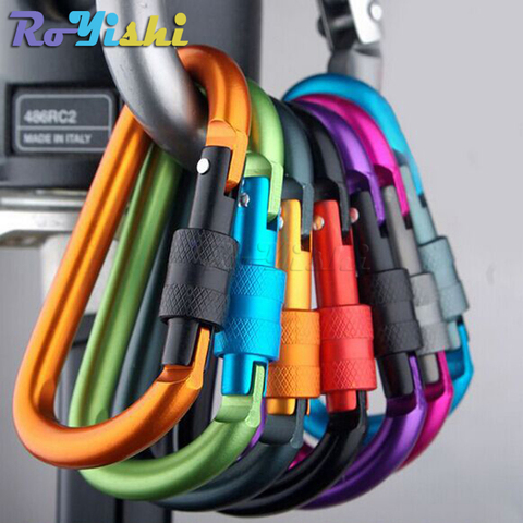 1 pièces mousqueton en aluminium d-ring porte-clés Clip mousqueton Karabiner Camping porte-clés 8 couleurs ► Photo 1/6