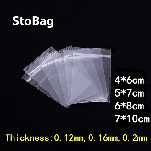 StoBag – petit sac plastique épais Transparent à fermeture éclair, sac alimentaire à fermeture éclair, refermable, pour cadeau, bijoux, Logo imprimé personnalisé ► Photo 1/6