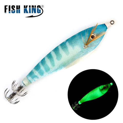 Poisson roi 16g lumineux calmar gabarits pêche en mer leurre pieuvre 11cm 3D yeux artificiel dur appât pêche eau salée calmar crochet ► Photo 1/6