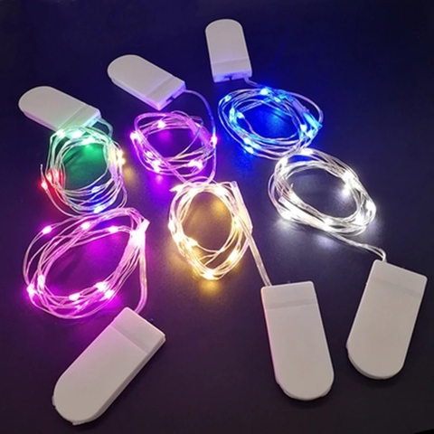 Guirlande lumineuse féerique à LED, 2M 3M 5M, fonctionnement à piles, bouton, décoration pour fête de noël et mariage ► Photo 1/6