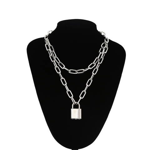 Serrure chaîne collier avec un cadenas pendentifs pour femmes hommes Punk bijoux sur le cou 2022 Grunge esthétique Egirl Eboy accessoires ► Photo 1/6