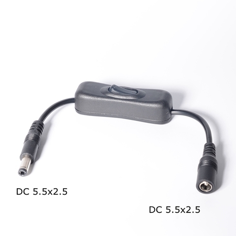 Interrupteur en ligne On/Off avec câble d'alimentation mâle femelle, 5.5x2.5mm, connecteur DC, 5V, 12V, 24V, pour bande lumineuse LED CCTV ► Photo 1/6