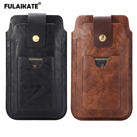 FULAIKATE – sac de ceinture à deux couches pour hommes, 4.7-6.4 pouces, poche pour carte de téléphone intelligent, étui pour téléphone portable, pochette d'escalade Simple et universelle ► Photo 1/6