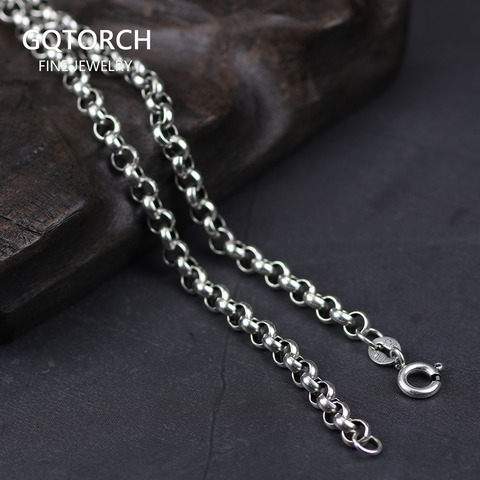 Véritable argent Sterling 925 chaînes de chandail colliers pour femmes et hommes forme ronde collier de perles accessoires 18-32 pouces ► Photo 1/6