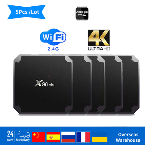 5pc X96 mini Smat TV BOX Android 9.0 TV Box Amlogic S905W Quad Core 2GB 16GB 2.4G WiFi lecteur multimédia 4K H.265 décodeur ► Photo 1/6