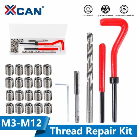 XCAN-Kit d'outils de réparation à filetage 25 pièces, clé de perceuse hélicoïdale, Kit d'outils de réparation de fils endommagés 25 pièces M3/M4/M5/M6/M7/M8/M10/M12/14 ► Photo 1/6